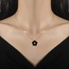 Five-Leaf Flower Double-Sided Minimalist Wind Furnace Real Gold Necklace Female Collarbone Chain With