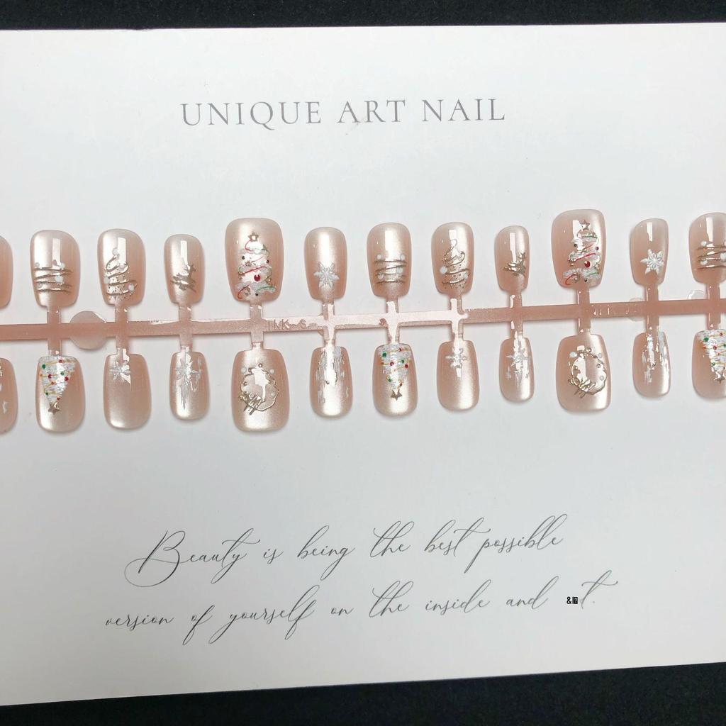 30-Piece Christmas Tree Snowflake Cat Eye Nail Art: Translucent Ice Holiday Patches