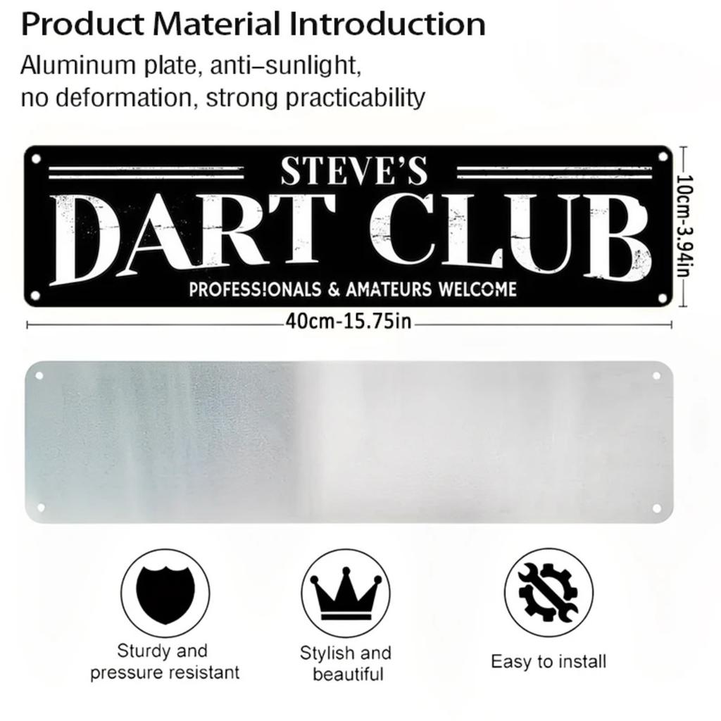 Custom Darts Club Metal Sign Personalized Name Wall Decor Man Cave Game Room Bar Ornament