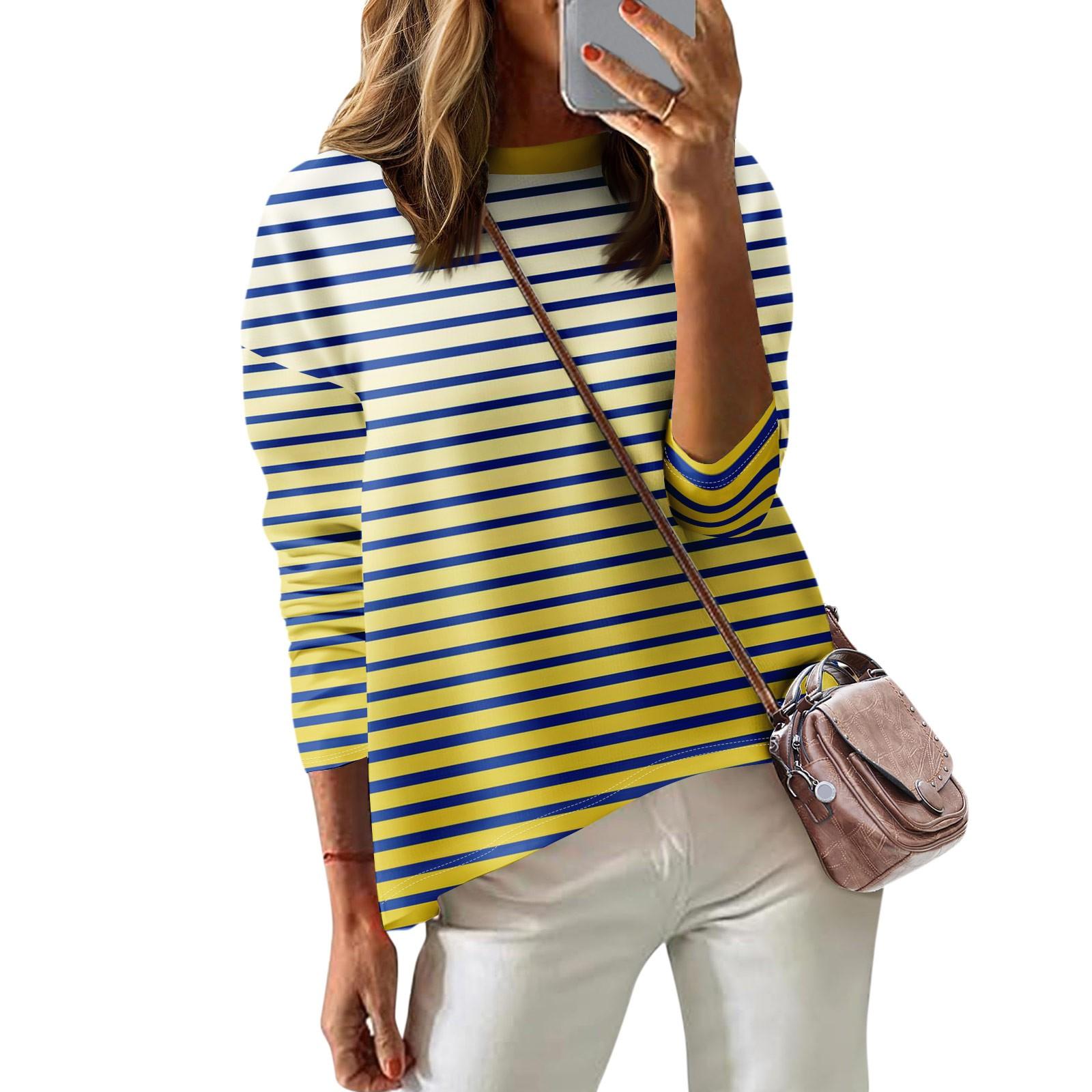 

Женская футболка с принтом, длинный рукав, повседневная, выходного дня, модная, с заниженной линией плеч, с круглым вырезом, блузка XL жёлтый