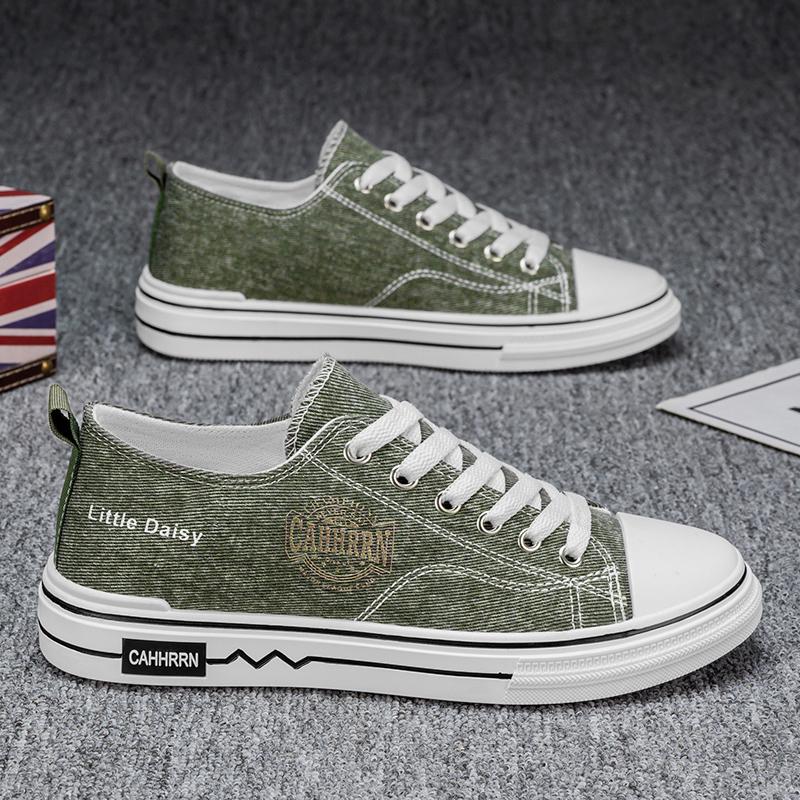 

Fashion Men s Trending Low Top Canvas Skateboarding Breathable Shoes Stduents Boys Male Popular Casual Soft Sole Running Sneakers For Teens 44 зелёный