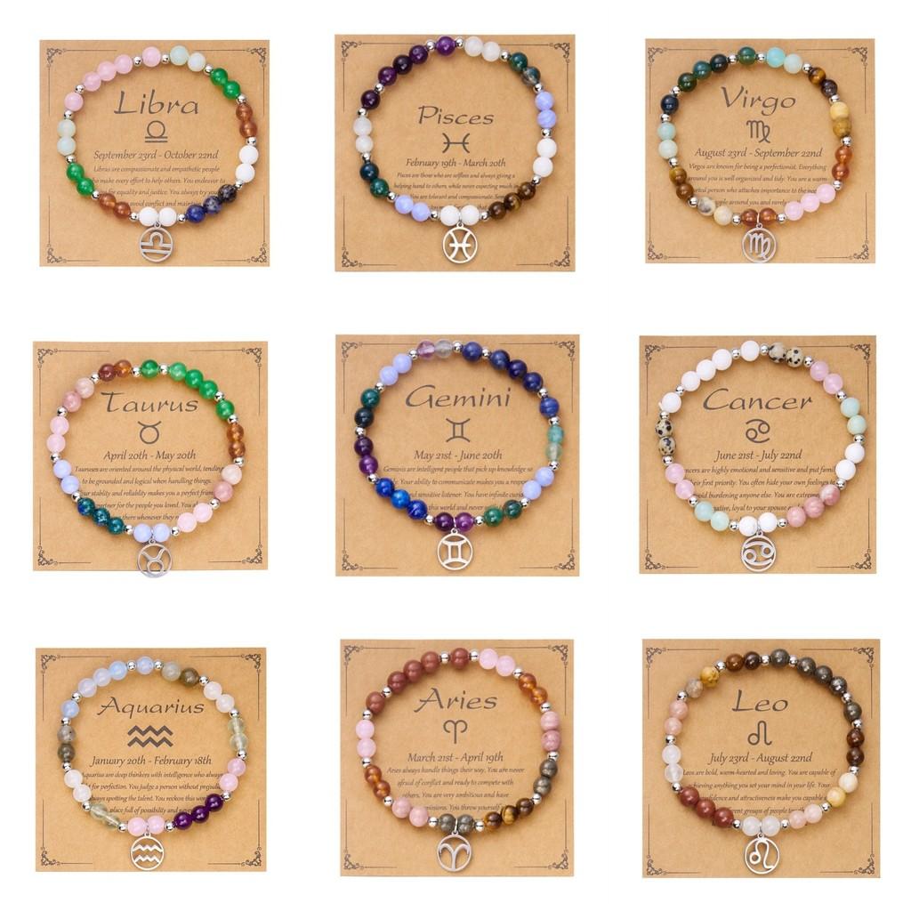 Twelve Constellation Beaded Bracelet With Natural Stones For Women Gift Ideas