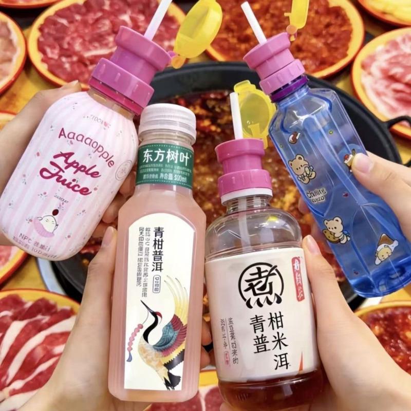 Reusable Silicone Straw Lids For Mineral Water Bottles, Portable Drinking Conversion Tops, Anti Spill Sipper Covers For On The Go Hydration