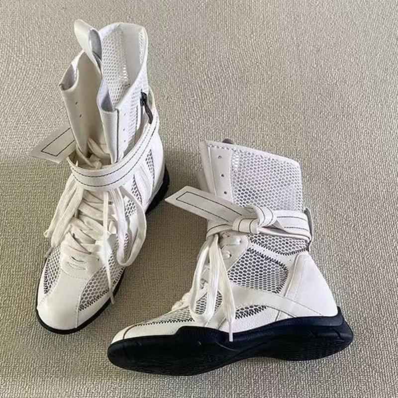 Small inner height increase duck hunting boots women's summer net boots boxing boots Martin short boots