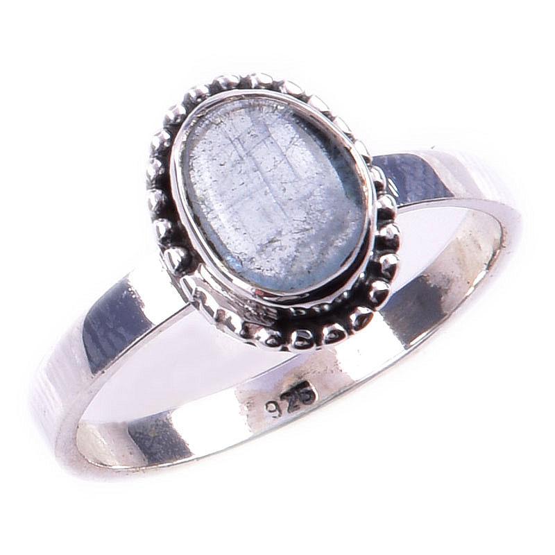 Natural Aquamarine Gemstone Handmade 925 Solid Sterling Silver Ring Size 8 l9Q51