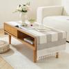 Machine Washable Cotton Linen Tassel Coffee Table Tablecloth with Pockets
