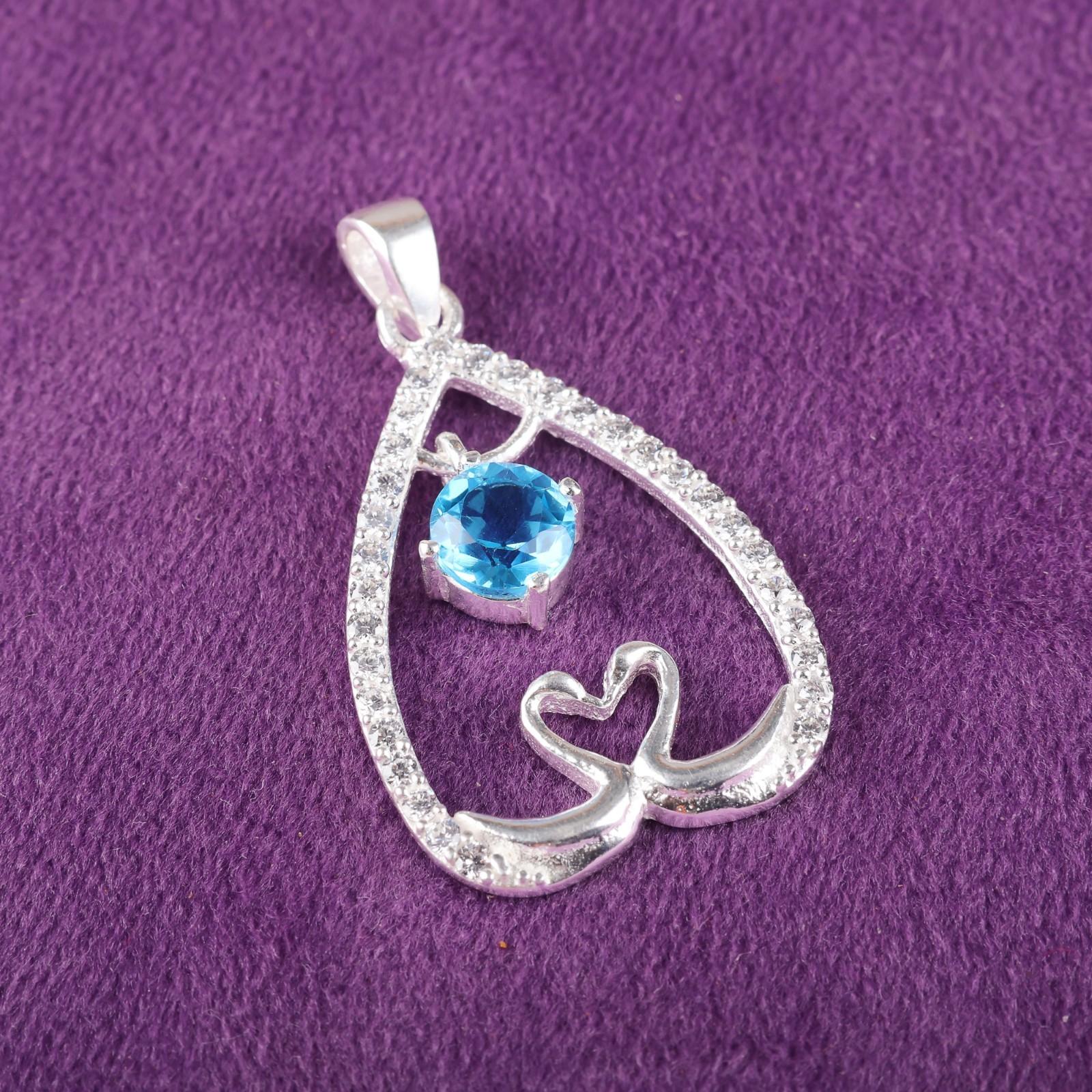 

Швейцарский голубой топаз драгоценный камень 925 стерлинговое серебро ювелирные изделия циркон дизайнерская подвеска CZP-4-1