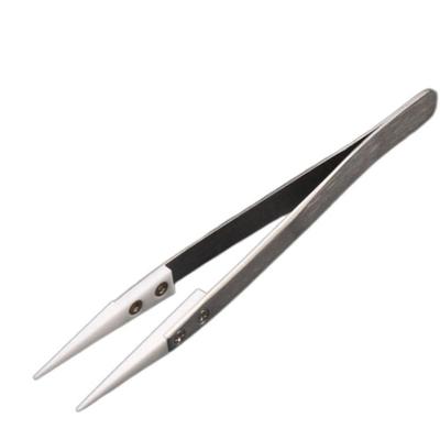 Stainless Steel Ceramic Tipped Tweezers Ceramic Electronic Soldering Tweezers  Electrician