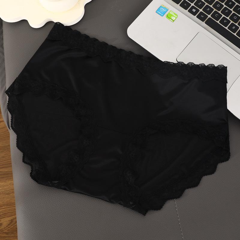 

Big Size Lady Spring and Summer New Sexy Lace Without Trace Briefs 2XL чорний