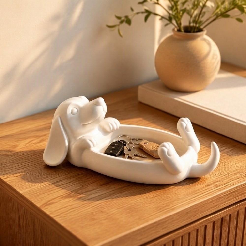 Cute Dachshund Storage Tray 3D Printed Key Holder Multi-functional Jewelry Storage Tray Home Decor