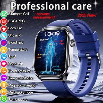 2025 Neue EKG+PPG KI Gesundheitsdiagnose Smartwatch Herren Damen Uhr Blutfett BD Harnsäure Herzfrequenz Tracker