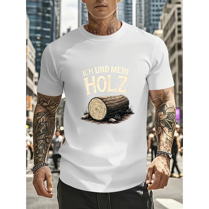 

European sizes Summer 2025 New Men S Stylish Casual Outdoor Short-Sleeve Round-Neck T-Shirt with The Me And My Holz Graphic Print 4XL білий