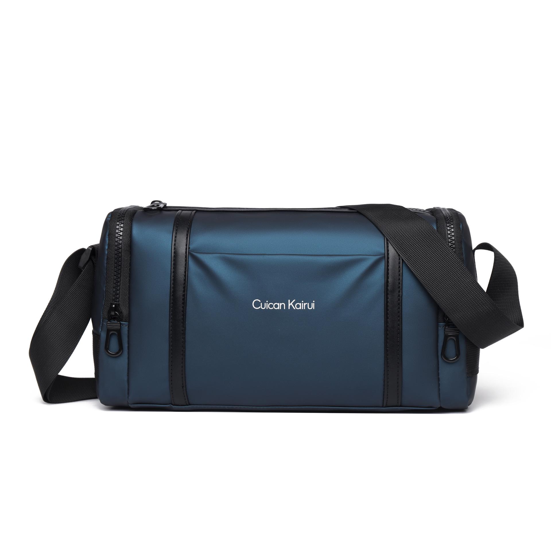 

Универсальный мужской кожаный рюкзак большой вместимости: Модная сумка-мессенджер на одно плечо синий