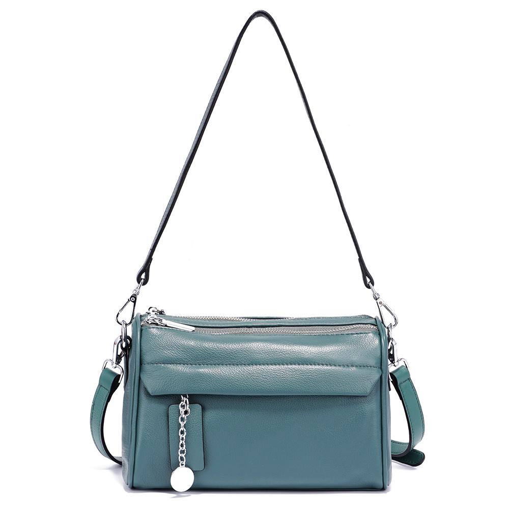 Zency Sac à bandoulière décontracté en cuir souple pour femme Poches à double fermeture éclair Petit sac d'été à porter sous l'aisselle Bandoulière