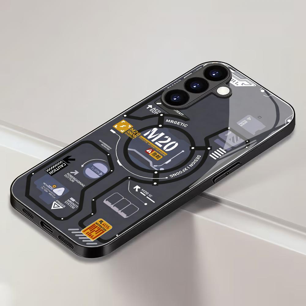 Creative Circuit Board Tempered Glass Phone Case Suitable for Samsung Galaxy S26 S25 S24 S22 S21 S20 FE/Ultra/Plus Fashion