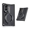 Metal Phone Case for Samsung Galaxy Z Fold 8 Aluminum Frame Bumper with 360° Rotation Magnetic Stand Minimalist Full Cover