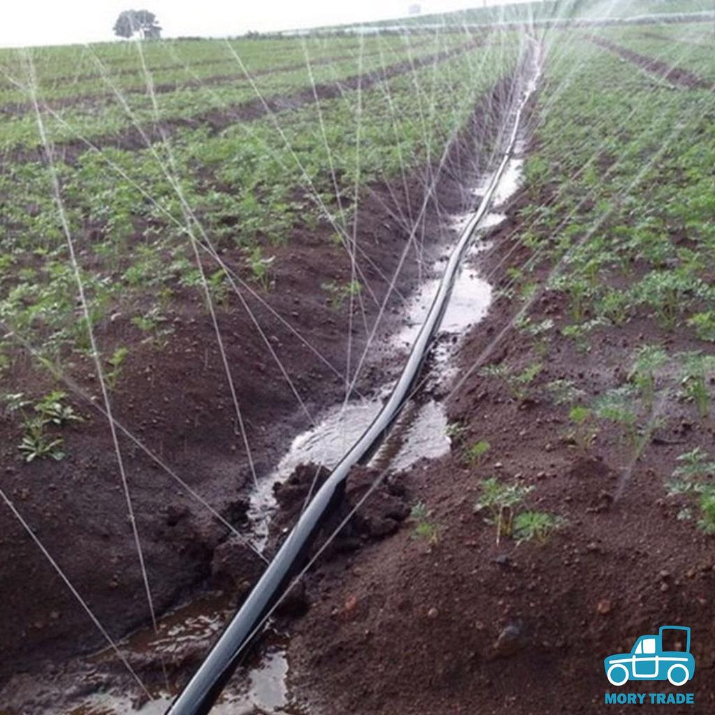 Morytrade Bewässerungsschlauch, Rohr, für Überflutung, Bewässerung und Gießen, Schwarz, Spreizbreite 1,5-2m (25-30 mm Durchmesser, 200 m Länge, 3 Löcher)
