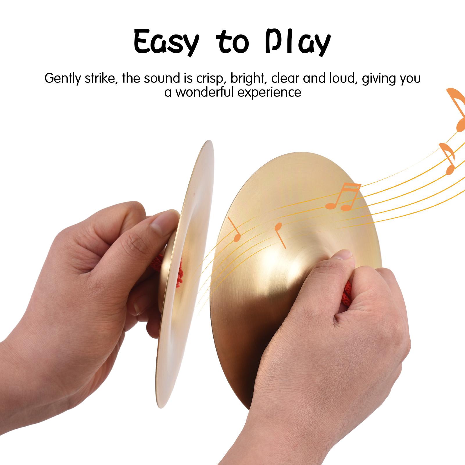 1-pair 5.8in Small Brass Hand Cymbals Gong Band Rhythm Percussion Copper Musical Instrument for Opera and Military Drums Performance