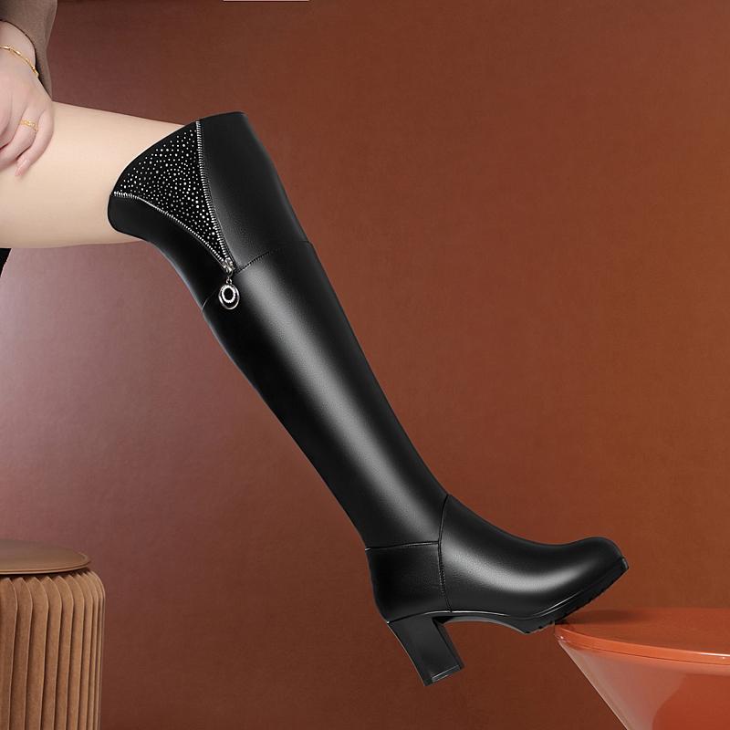 Fashion AIYUQI Women Thigh High Boots New Winter Women Over-the-Knee Boots Genuine Leather Large Size Wool Warm High Heel Women Boots