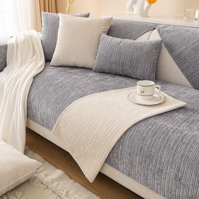 Foreign Trade Plush Sofa Cushion Universal In All Seasons, Simple Modern Non-Slip Solid Color Chenille Sofa Cushion Cross-Border