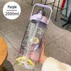 2L Trendy Leak-Proof Sports Water Bottle with Straw and Scale - Large Capacity, Portable, Durable
