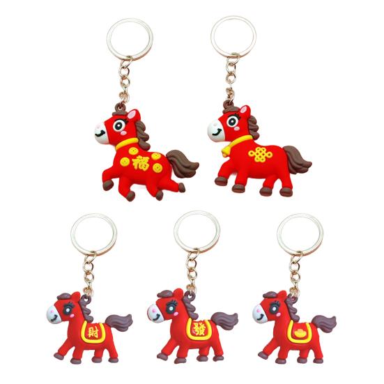 5/10Pcs 2026 Year of Horse Keychain Auspicious Cultural Design Chinese Zodiac Lucky Charms Backpack Pendant