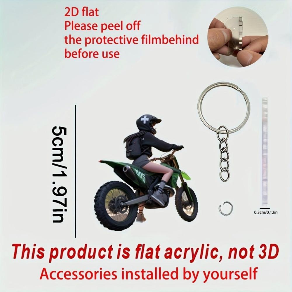 New Acrylic 2D Flat Personalized Off-road Motorcycle Rider Car Pendant Schoolbag Keychain Pendant
