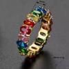 Fashion Rainbow Oval CZ Eternity Women Ring Stackable Band Accessories Daily Wedding Cocktail Fashion Lady Jewelry Gift