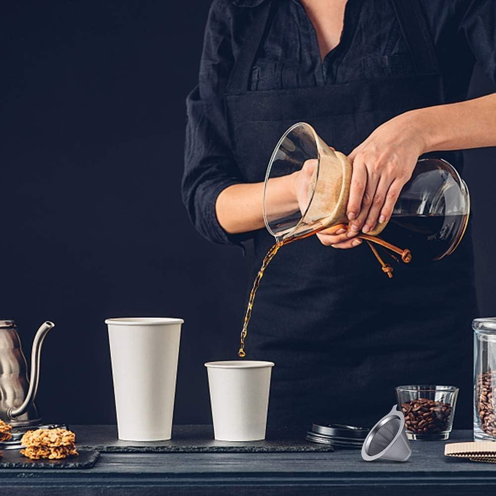 Upgraded Pour Over Coffee Filter, Coffee Dripper, Paperless Mess Stainless Steel Coffee Filter, Maker One to Four Cup Coffee