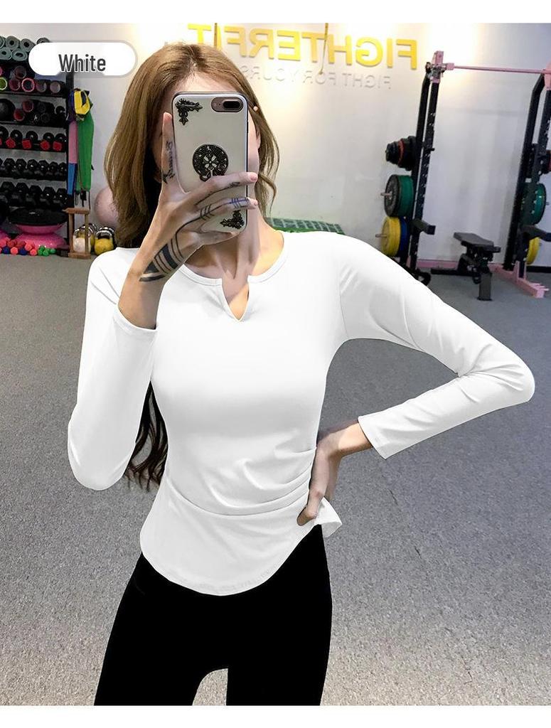 Women's Quick-dry V-neck Long-sleeve Slim-fit Yoga Top