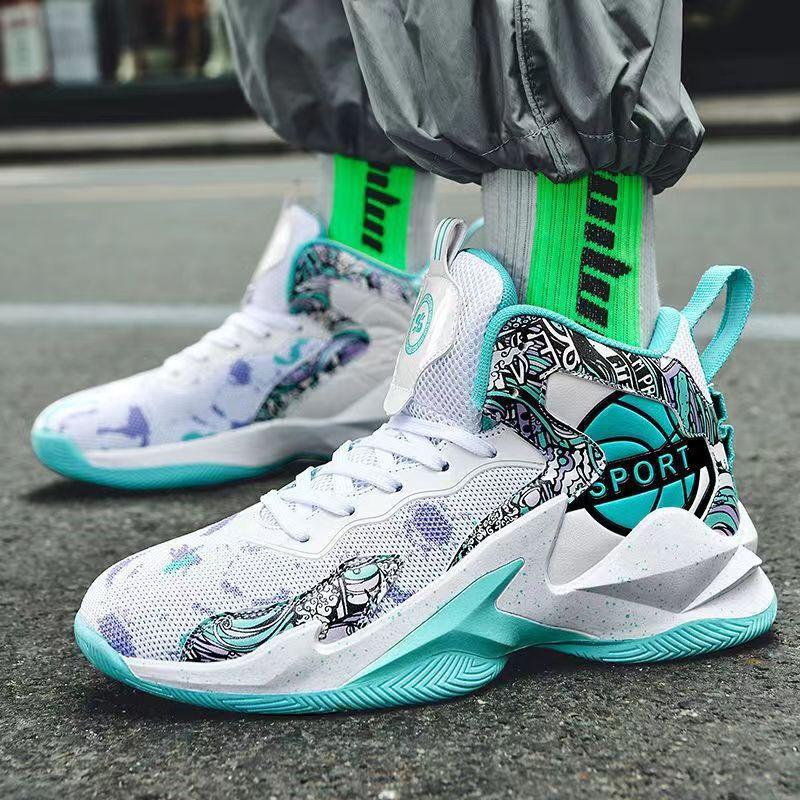 Venom Youth Basketball Shoes Friction Sound Non-slip Wear-resistant Lightweight Breathable High-top Men's Youth Mandarin Duck Sneakers