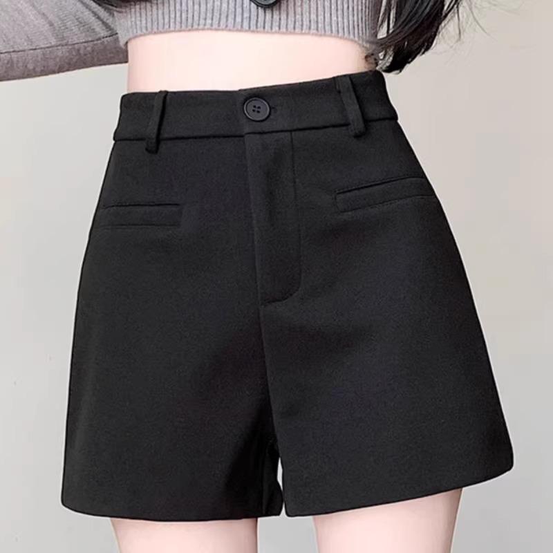 Petite Women's High-Waisted Tweed A-Line Shorts - Slimming, Versatile, Casual Wide-Leg for Autumn/Winter (XS)