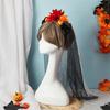 Delicate Rose HairBand Black Headdress Mysterious Rose Hairband with Black Headdress for Halloween Parties Costume