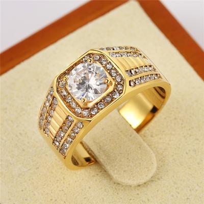 Bling Iced Out Titanová Ocel Geometrické Svatba CZ Prsteny Zásnubní Prsten pro Muže a Ženy Šarm Šperky Velikost 7-12