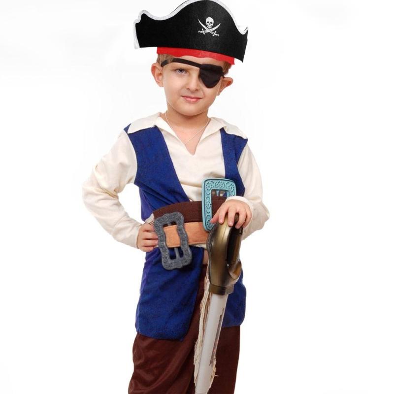 12Pcs Skull Print Pirate Costume Accessories Pirate Hat with Eyemask for Halloween Kid Birthday, Cosplay, Carnivals