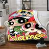 Custom Name Powerpuff Girls Adventure Flannel Blanket for Super Soft Cute Comfort Blanket for Travel Bedding Couch Sofa Blanket