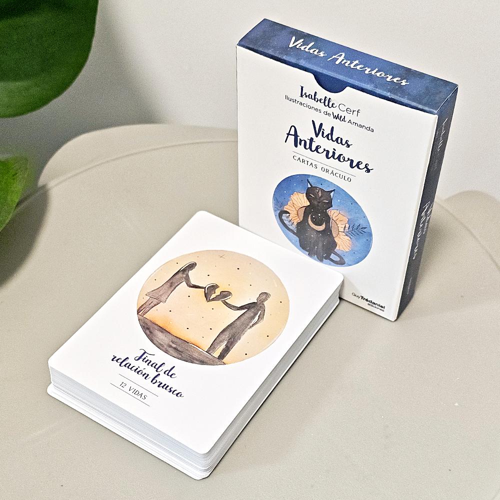 42 Pcs Vidas Anteriores Oracle Cards 10.5*7.5cm Spanish Edition, Past Lives Deck for Karma Soul Healing Double-Sided Embossed