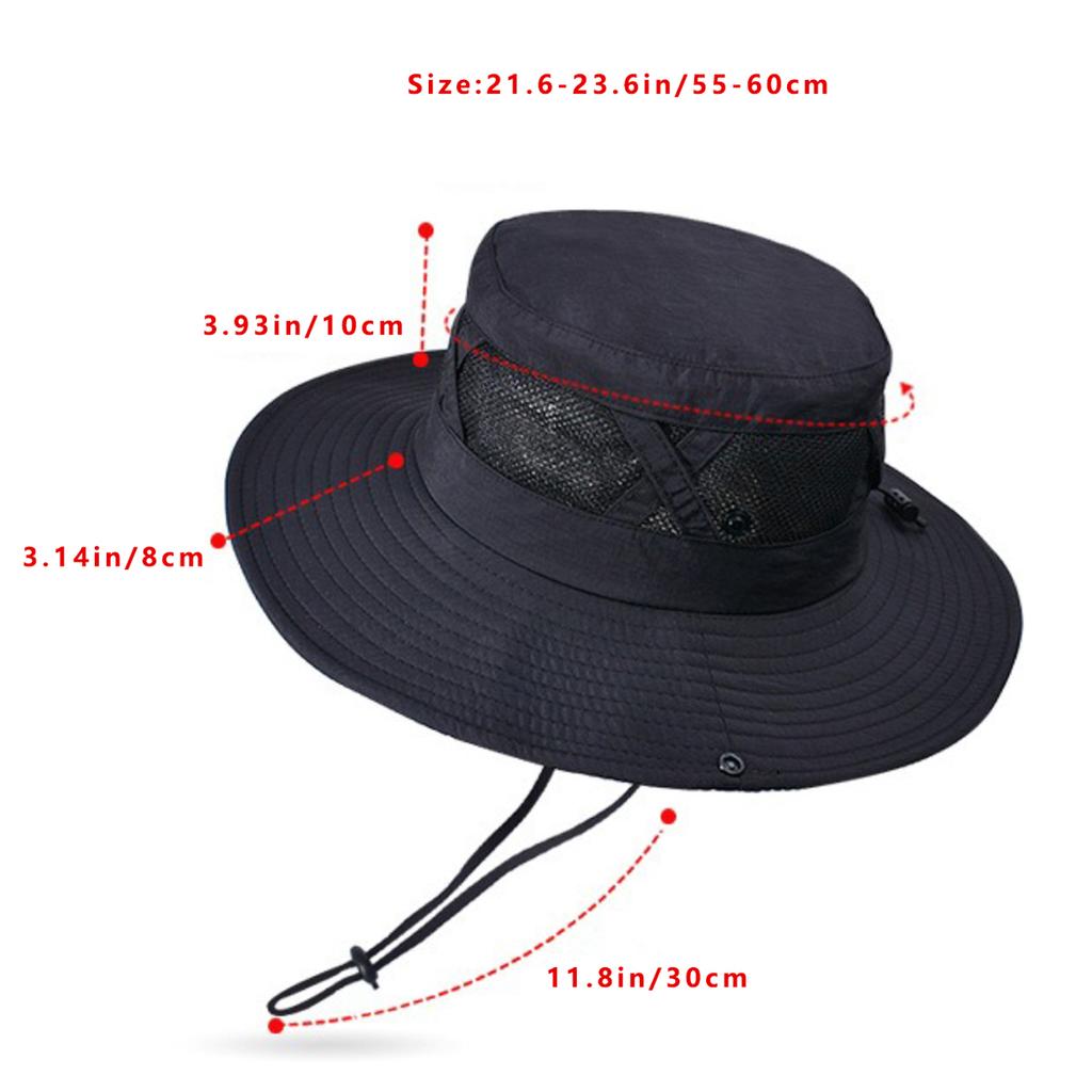 1PC Hollow Bucket Klobouk pro muže Prodyšný UPF 50+ Turistika Pláž Skládací UV ochrana Rybaření Léto Safari čepice na opalování Nastavitelná
