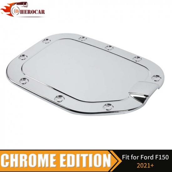 Chrome Gas Cap Cover Fuel Filler Door Tank Trim for Ford F150 + Accessories
