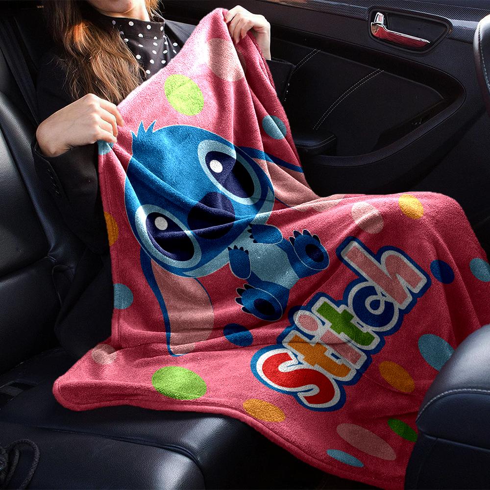 1Pc Stitch Adventure Polka Dots Blanket Soft Throw Blanket For Home Bedroom Bed Sofa Travel Office Solid Christmas Blanket