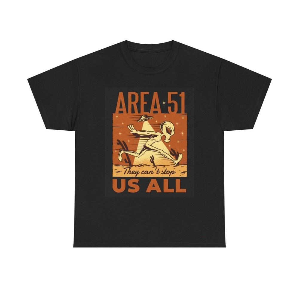 

Area 51 T Shirt Funny Alien Abduction Cartoon Unisex Heavy Cotton Tee XL