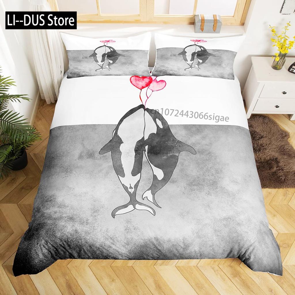 Galaxy sängkläder delfin täcke för barn vuxen påslakan havsdjur sängöverkast stjärnhimmel blå rumsdekor 3 delar