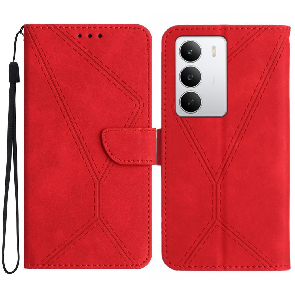 For Realme C71 4G Case Skin Touch Lines Imprinted PU Leather Flip Phone Cover