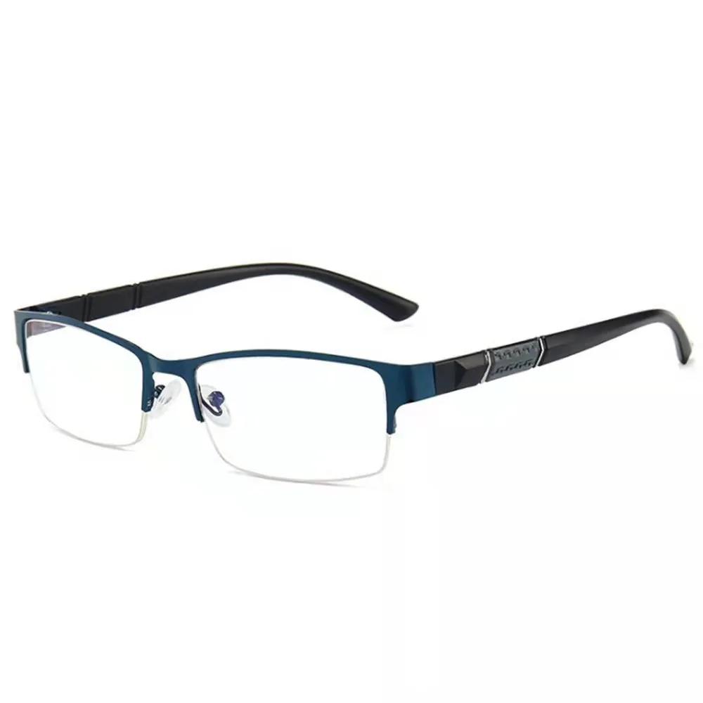 Neue Metall-Lesebrille mit Blaulichtfilter Business Halbrand Klassische Alterssichtigkeit Brille Anti-Ermüdung Senioren Fernsichtbrille