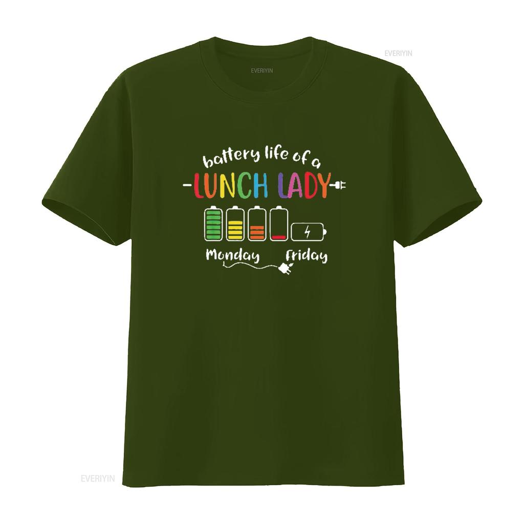 Battery Life Of A School Lunch Lady Cafeteria Worker Funny Womens T Shirt Black L vintage Washed Stretched Breathable homme