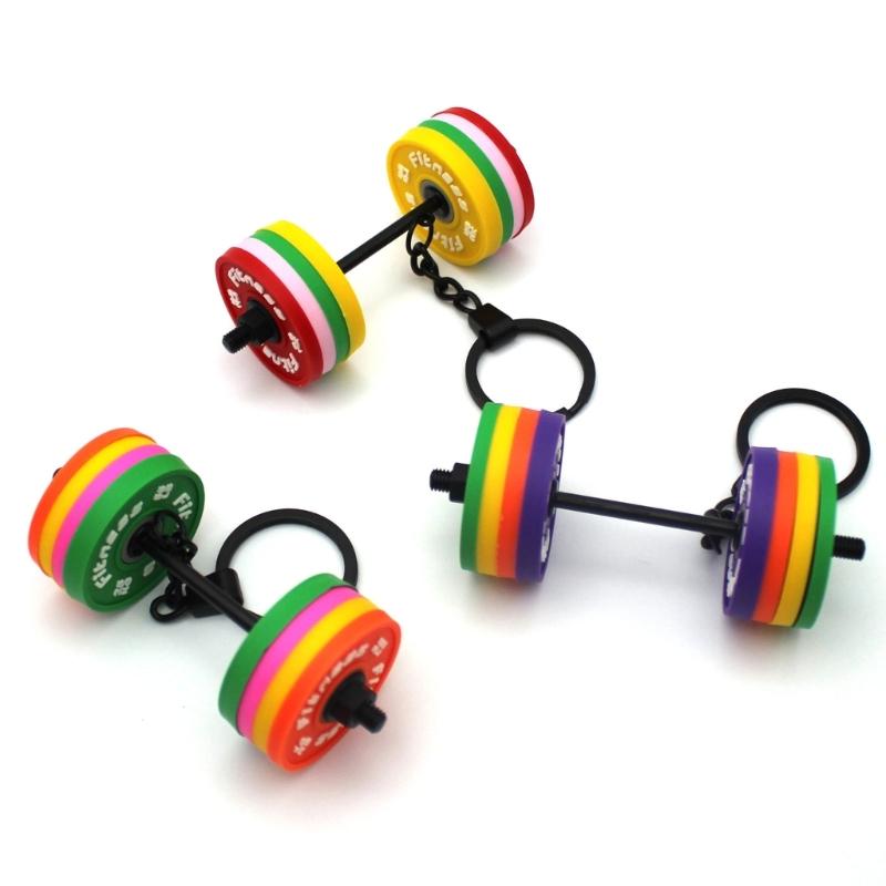 Rubber Dumbbell Keychain Lightweight Portable Exercise Themed Decorative Creative Sports Fitness Bag Decoration