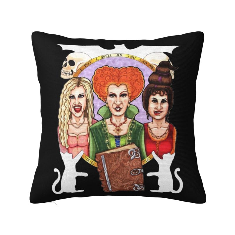 Custom Hocus Pocus Halloween Sanderson Sisters Throw Pillow Case Modern Cushion Cover Square Pillowcase