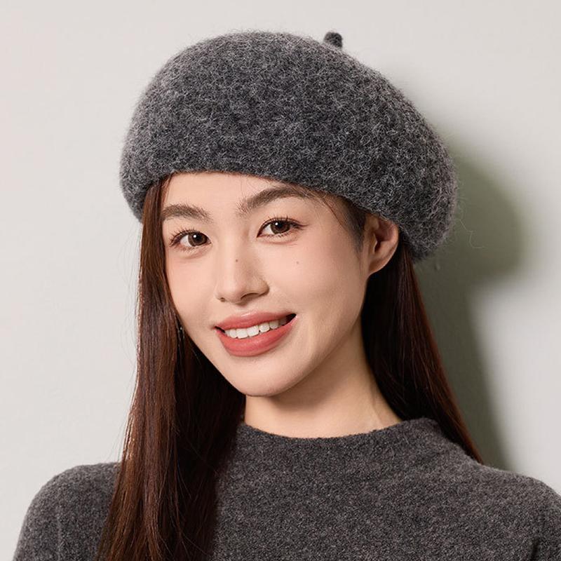 Kaschmir Baskenmütze Damen Herbst Winter Warme Strickmütze Malermütze