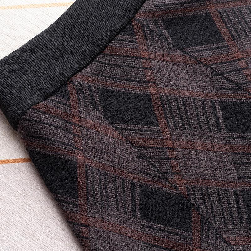 Plaid A-Line Knit Midi Skirt with Elastic Waist - 2025 Autumn Collection