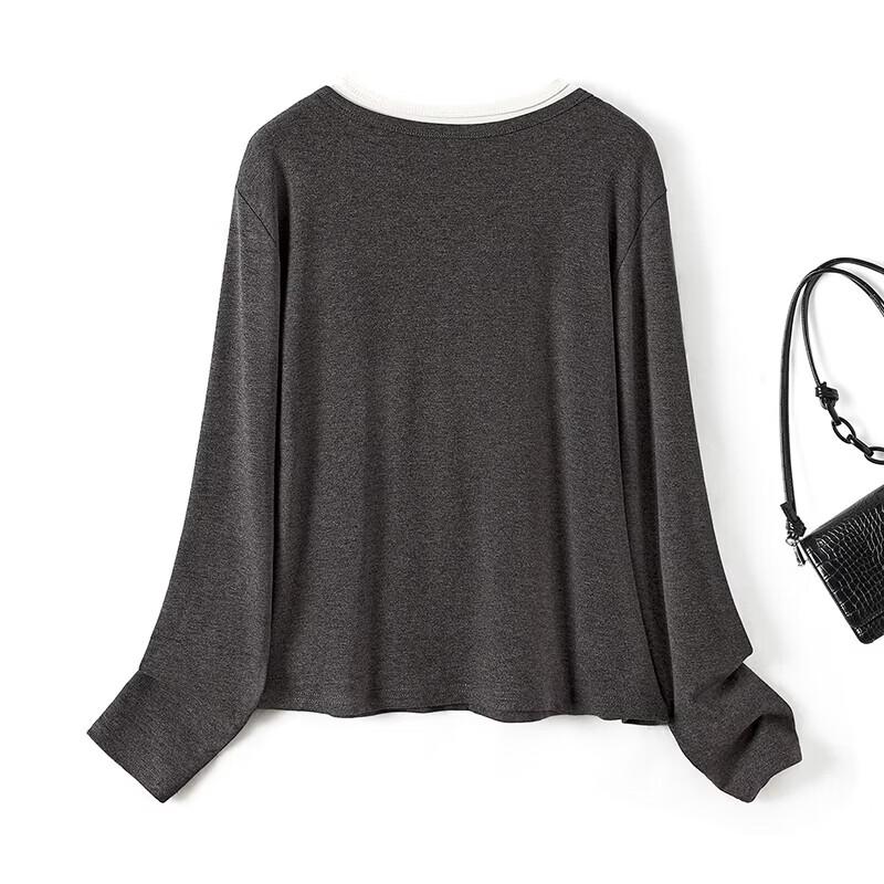 Shechi Women's Faux Two-Piece Knit Long Sleeve Top